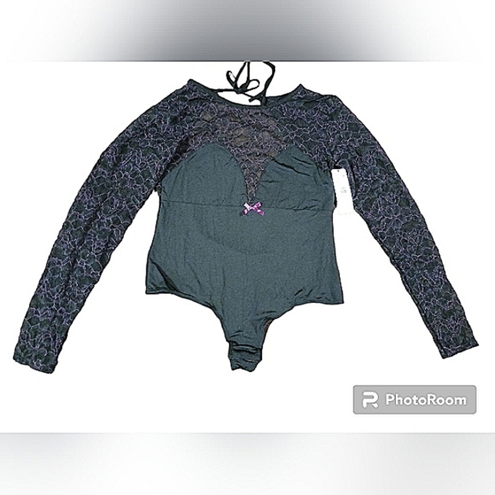 RENÉ ROFÉ LINGERIE Long Sleeve Lace Purple And Black Bodysuit 🧚🏽‍♀️✨